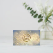 Carte De Visite nuage doré votre logo sur bleu (Debout devant)