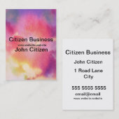 Carte De Visite Nuages abstraits roses, jaunes et bleus (Devant / Derrière)