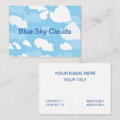 Carte De Visite Nuages Ciel Bleu (Devant / Derrière)
