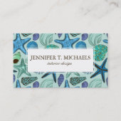 Carte De Visite Nuances des coquillages et du motif bleus (Devant)
