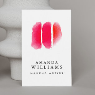Carte De Visite Nuancier de maquillage d'aquarelle rouge