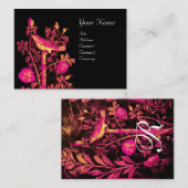 Carte De Visite NUIT AVEC MONOGRAM ROSE, Jaune rose Noir (Devant / Derrière)