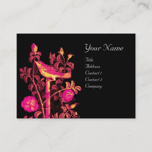 Carte De Visite NUIT AVEC MONOGRAM ROSE, Jaune rose Noir (Devant)