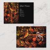 Carte De Visite NUIT AVEC MONOGRAM ROSE, Jaune rouge Noir (Devant / Derrière)