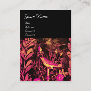 Carte De Visite NUIT AVEC MONOGRAMME ROSE, Jaune rose