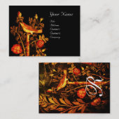 Carte De Visite NUIT AVEC MONOGRAMME ROSE, Noir d'or rouge (Devant / Derrière)