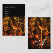 Carte De Visite NUIT AVEC MONOGRAMME ROSE, Rouge Noir Jaune (Devant / Derrière)