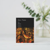 Carte De Visite NUIT AVEC MONOGRAMME ROSE, Rouge Noir Jaune (Debout devant)