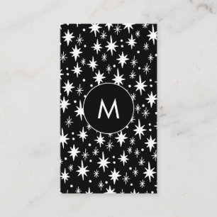 Carte De Visite Nuit étoile Motif noir Élégant INITIALES
