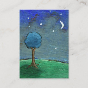 Carte De Visite Nuit étoilée, l'arbre abstrait de paysage tient 
