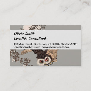 Carte De Visite Nuit Japonaise Chouette Lune Bois Coupe Flying Nig