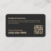 Carte De Visite Numérisation du plombier et de l'électricien QR (Dos)