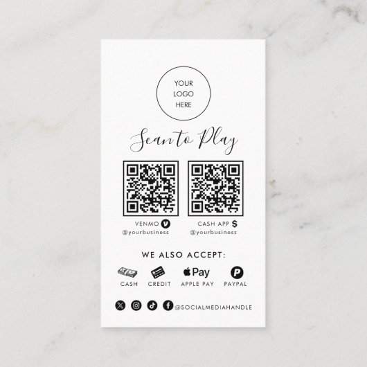 Carte De Visite Numérisation simple et moderne pour payer le tarif (Dos)