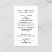 Carte De Visite Numéro de l'agent de signature du prêt public nota (Dos)