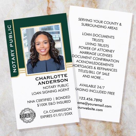 Carte De Visite Numéro de l'agent de signature du prêt public nota