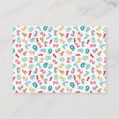 Carte De Visite Numéro de menu Motif - Enseignant substitut / Tute (Dos)