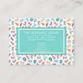 Carte De Visite Numéro de menu Motif - Enseignant substitut / Tute (Devant)