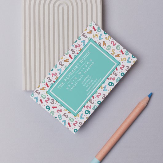 Carte De Visite Numéro de menu Motif - Enseignant substitut / Tute