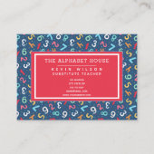 Carte De Visite Numéro de menu Motif - Enseignant substitut / Tute (Devant)