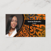 Carte De Visite Numéro noir orange Photo personnalisée Code QR (Devant)