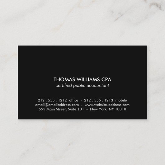 Carte De Visite Numéros Abstraits d'or pour comptables, comptabili (Dos)