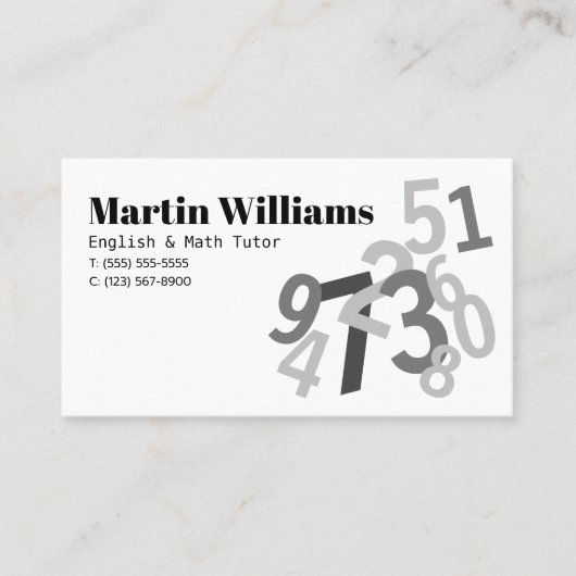 Carte De Visite Numéros aléatoires Math Tutor enseignant école à d (Devant)