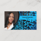 Carte De Visite Numéros bleus sur photo personnalisée noire et cod (Devant)