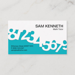 Carte De Visite Numéros de danse bleue Wave Math Tutor