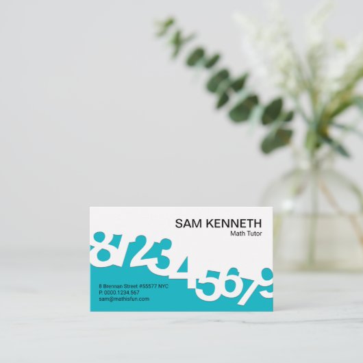 Carte De Visite Numéros de danse bleue Wave Math Tutor (Debout devant)