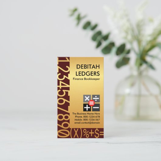 Carte De Visite Numéros d'or étonnants tenue de livres (Debout devant)