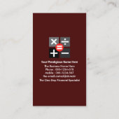 Carte De Visite Numéros d'or étonnants tenue de livres (Dos)