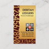 Carte De Visite Numéros d'or étonnants tenue de livres (Devant)