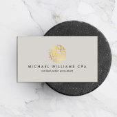 Carte De Visite Numéros d'or Faux modernes Logo Comptable Grey