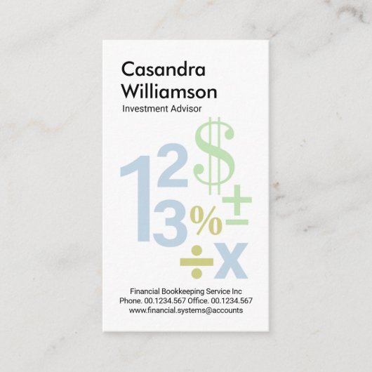 Carte De Visite Numéros flottants créatifs Symboles mathématiques (Devant)