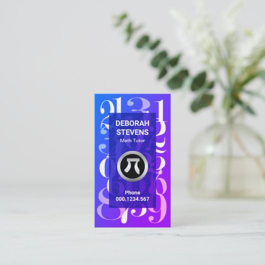 Carte De Visite Numéros mathématiques bleu luminescent Math Tutor (Debout devant)
