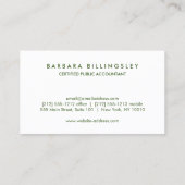 Carte De Visite Numéros modernes Logo Comptable Dark Green (Dos)