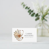 Carte De Visite Nurse Caregiver Boho Floral Stethoscope  (Debout devant)
