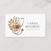 Carte De Visite Nurse Caregiver Boho Floral Stethoscope  (Devant)