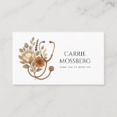 Carte De Visite Nurse Caregiver Boho Floral Stethoscope  (Devant)