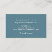 Carte De Visite Nurse Caregiver Floral Stethoscope Blue  (Dos)