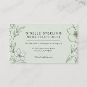 Carte De Visite Nurse Practioner Botanical Sage Green Modern (Dos)
