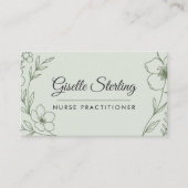 Carte De Visite Nurse Practioner Botanical Sage Green Modern (Devant)
