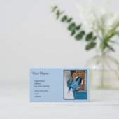 Carte De Visite Nuthatch à poitrine blanche en neige - Photo origi (Debout devant)