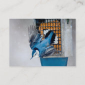 Carte De Visite Nuthatch à poitrine blanche en neige - Photo origi (Dos)