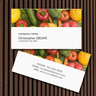 Carte De Visite Nutritionniste Chef de Légumes Colorés Blanc Moder