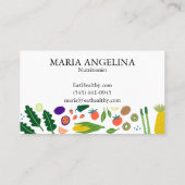 Carte De Visite Nutritionniste Chef personnel Légumes Cool moderne (Dos)