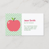 Carte De Visite Nutritionniste Cute Apple Green Chevron Stripes (Devant)