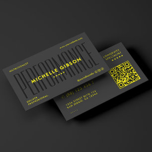 Carte De Visite Nutritionniste de Performance Bien-être Noir Jaune