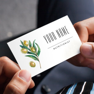 Carte De Visite Nutritionniste diététiste Olive Greenery Aquarelle