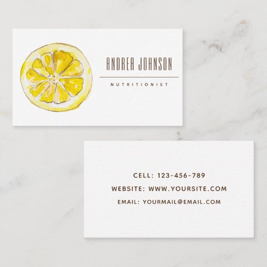 Carte De Visite Nutritionniste diététiste Simple Minimal Citrus Le (Devant / Derrière)